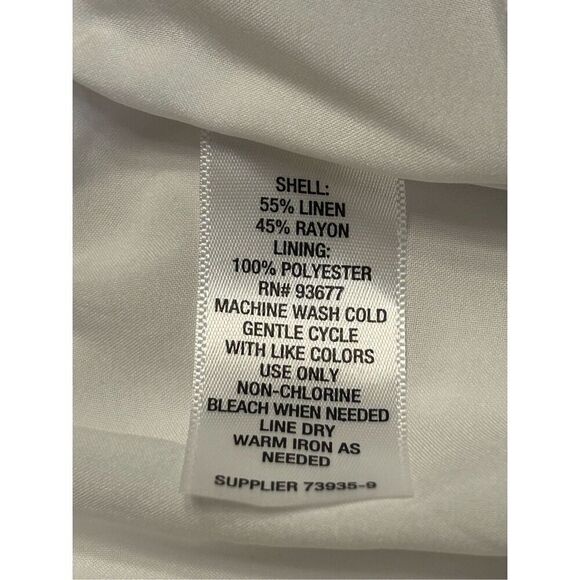 Liz Claiborne Wide Leg White Pants Woman's Size 18 Linen Blend High Rise Lined N - Picture 10 of 10